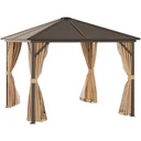 Gartenpavillon Pavillon 298 x 298 x 260 cm Gartenzelt Festzelt Partyzelt mit 4 x Doppel-Seitenteilw wetterfest Aluminium