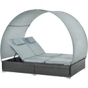 2 Personen Gartenliege mit Sonnendach grau