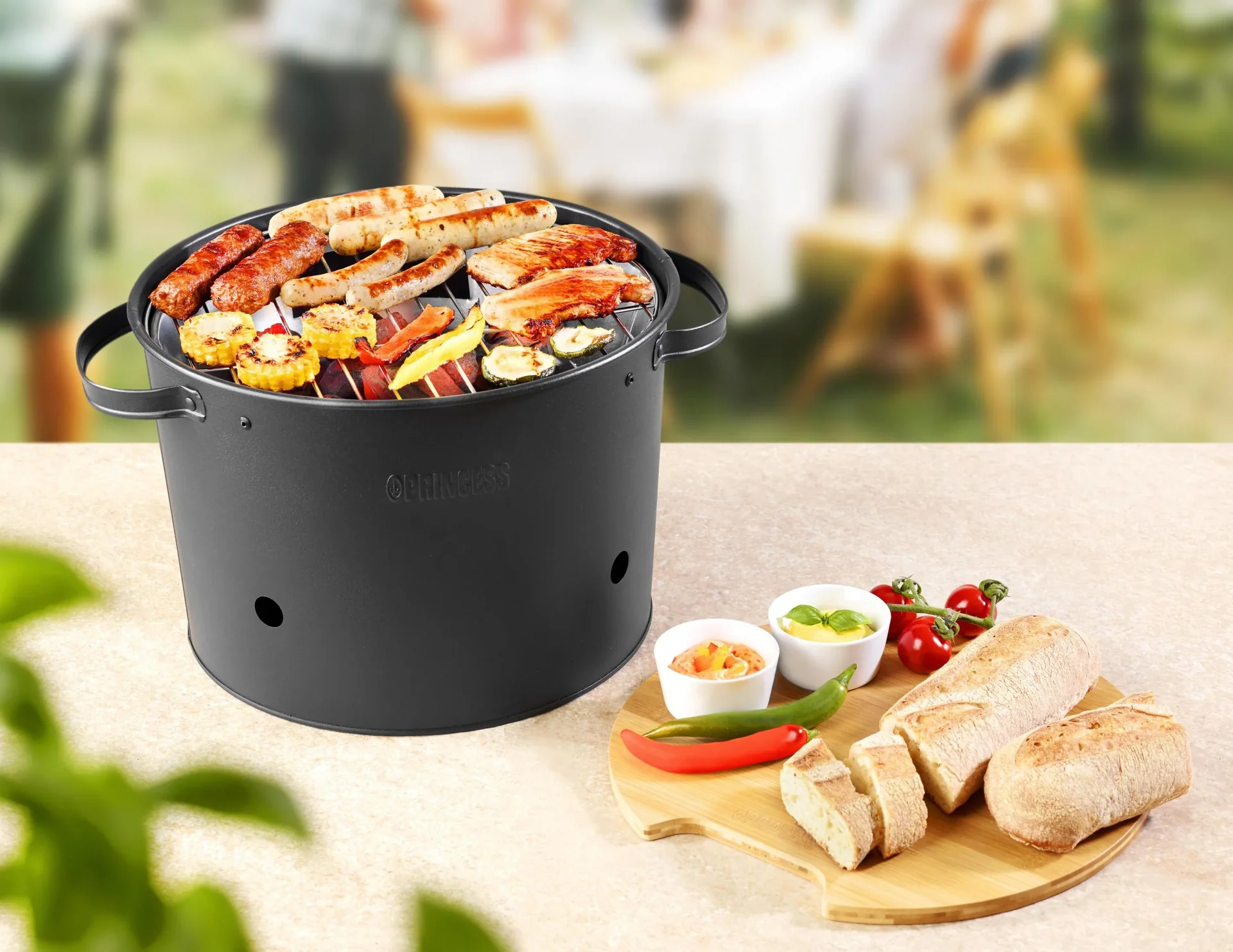 2in1 Hybrid Elektro- und Holzkohlegrill,1400 Watt