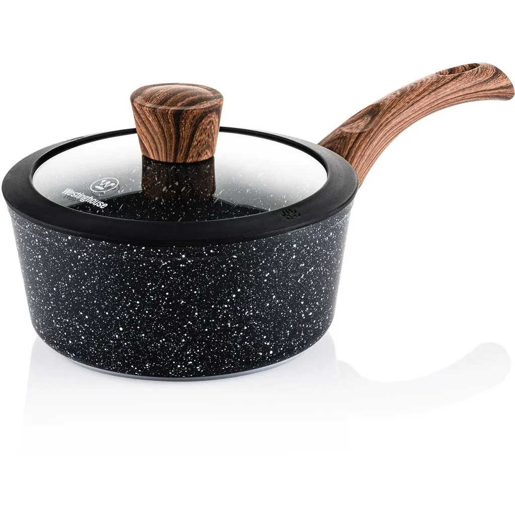 Kochtopf 18 cm Schwarzer Marmor Holz