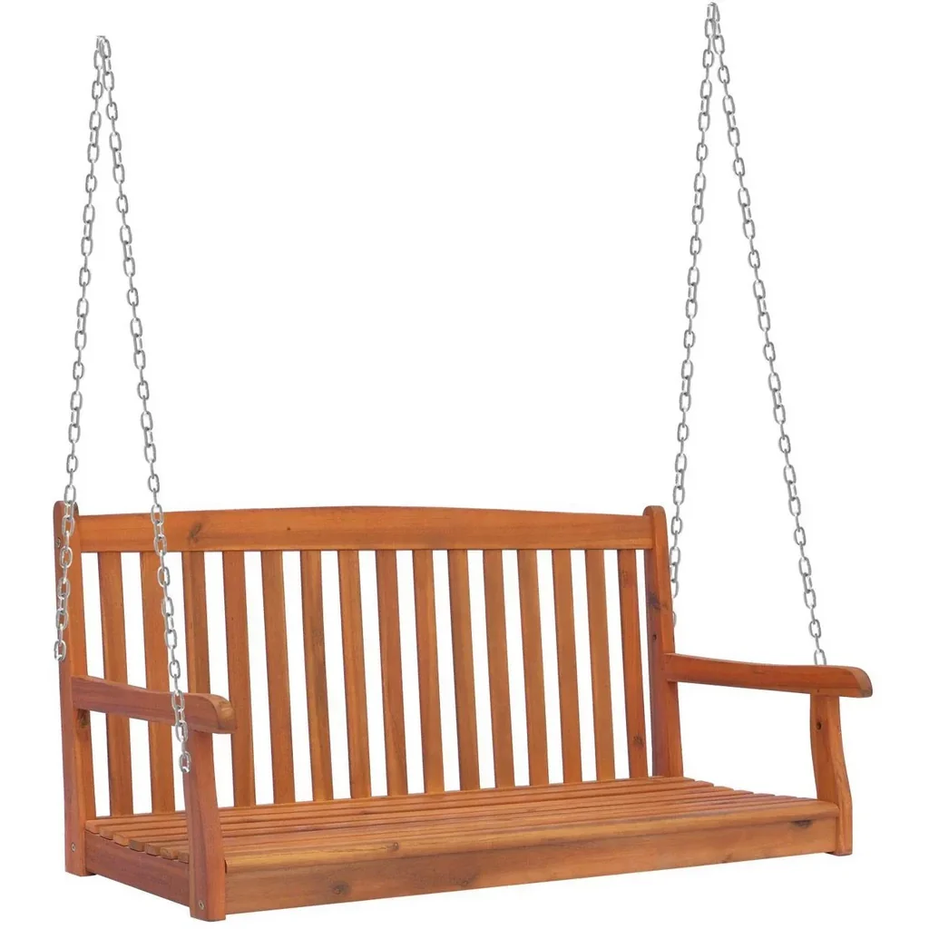 Hängebank Gartenschaukel 2-Sitzer mit Ketten Holz Braun