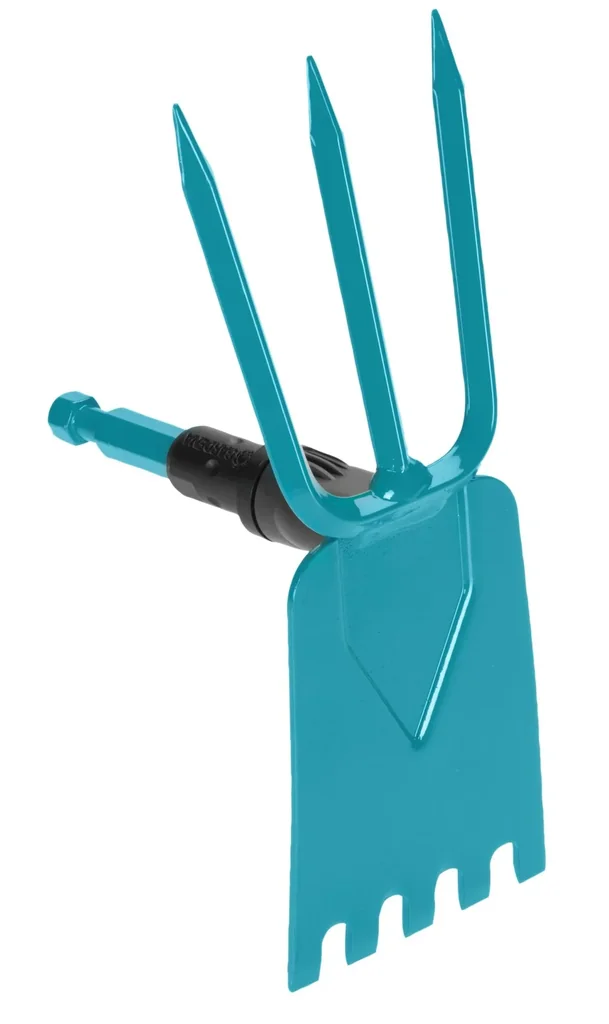 Combisystem-Gartenhacke, gerades Blatt, 3 Zinken, Arbeitsbreite 9 cm