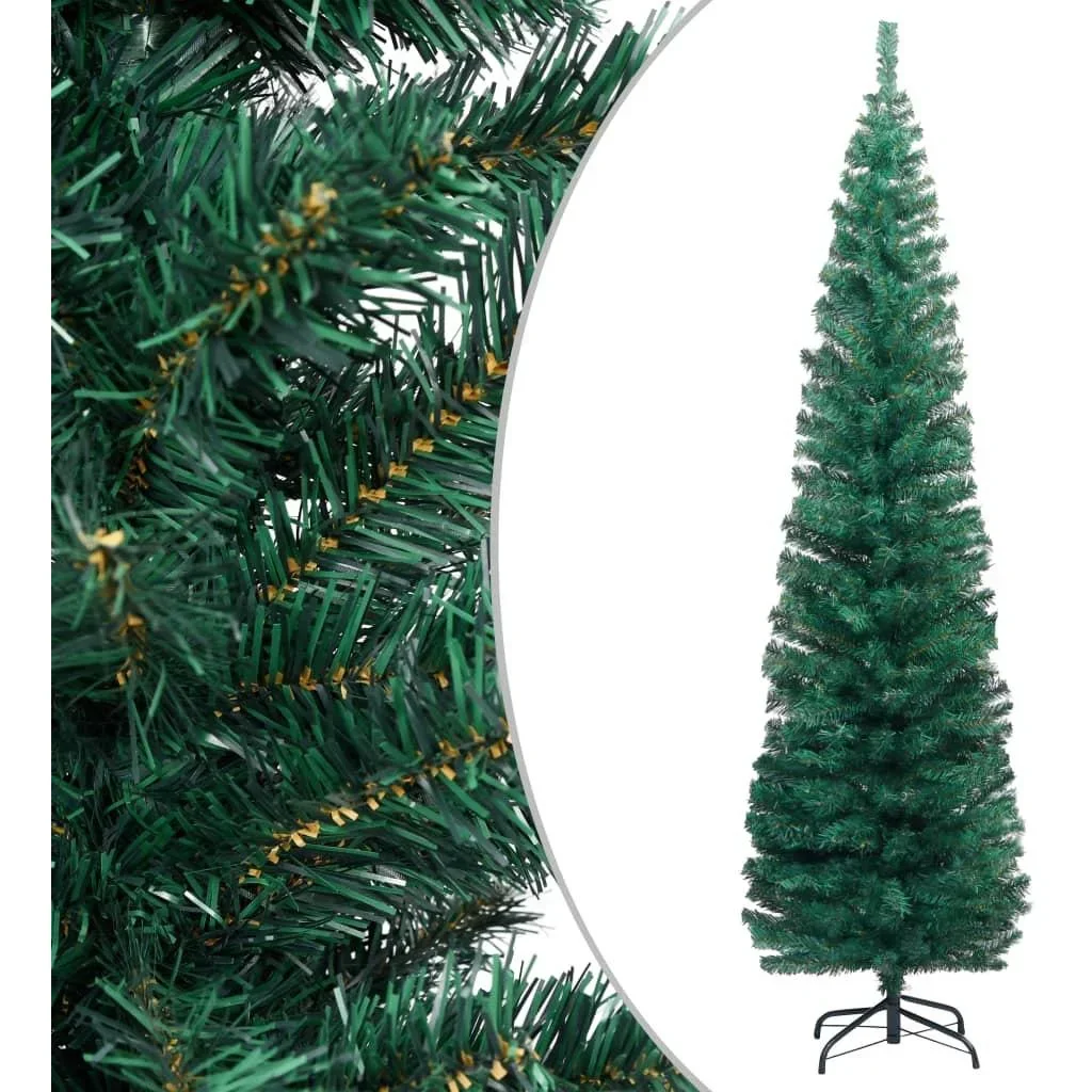 Weihnachtsbaum mit Ständer schmal 240 cm PVC grün