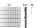 Doppelstabmattenzaun Komplettset, anthrazit, Höhe 140 cm, Länge 24 m