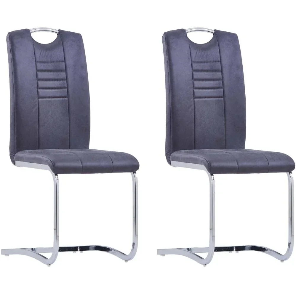 Esszimmerstühle 2 Stück Kunstleder grau