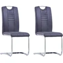 Esszimmerstühle 2 Stück Kunstleder grau