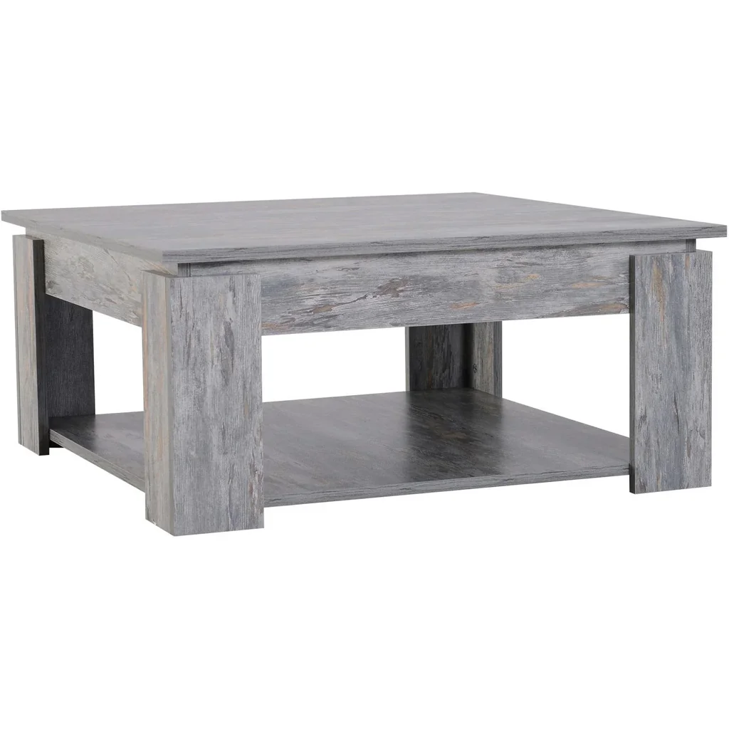 Couchtisch Beistelltisch Holztisch mit Ablage Pinie Shabby 80 x 80 cm