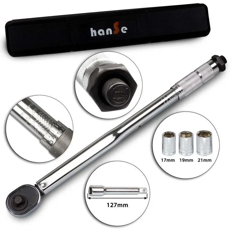 Werkzeug 1/2 Zoll Drehmomentschlüsselsatz im Koffer - 17, 19, 21 mm - 12,7 cm Länge