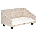 Haustierbett mit Kissen vier Füßen Hundebett geflochtenen Rattan-Stil Katzenbett Hundekorb Hundesofa Metall Polyester PE