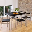 5-tlg. Möbelset - Esstisch + 4 Stühle - schwarz - 110 x 70 x 76 cm
