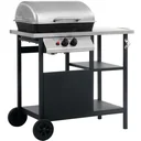 Gasgrill mit 3-stufigem Beistelltisch schwarz und silber