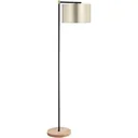 Stehlampe Wohnzimmer Stehleuchte 40W moderne Standleuchte mit E27 Fassung Stoffschirm für Schlafzimmer Büro elegant Gold