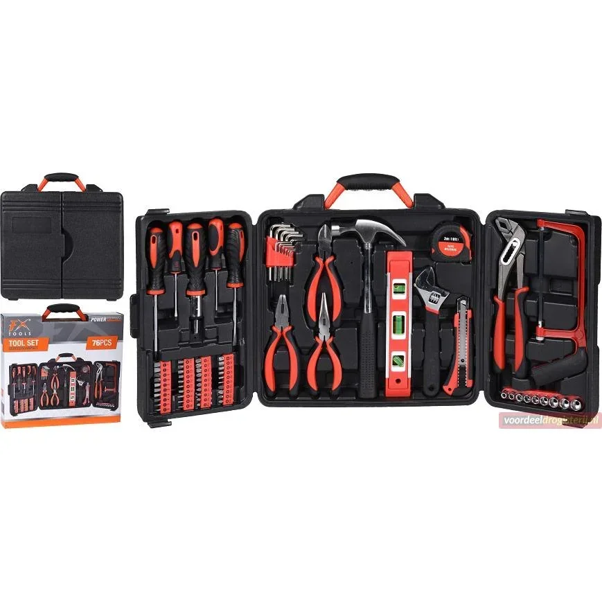 FX Tools Essenstials Gereedschapset 76 delig in koffer