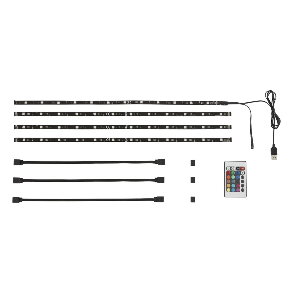 TV-LED Beleuchtungs-Set 2 m Farbwechsel, 48 RGB-LEDs, 3 x Verbinder und 3 x Verbindungskabel
