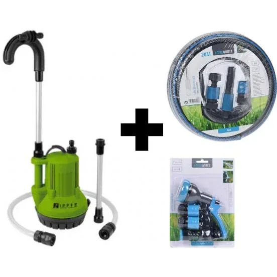 Regentonne Tauchpumpe - ZI-RTP350 - 350W - 230V mit Gartenschlauch 20 und Düsensatz
