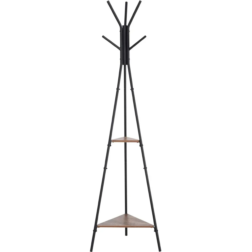 Kleiderständer mit 2 Ablagefächen schwarz