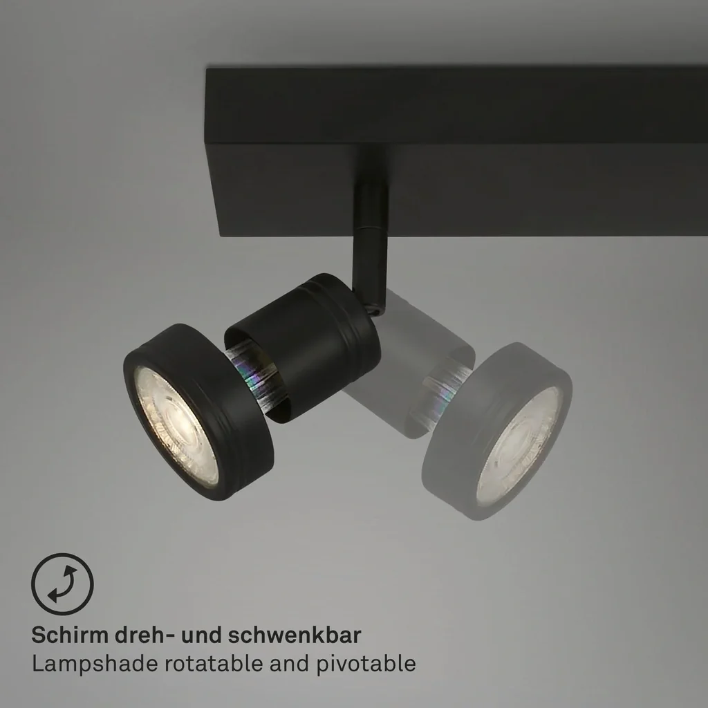 LED Spotleuchte 2-flammig, schwarz, 2 x GU10 Fassung, inklusive 2 x LED Leuchtmittel, 4,9 Watt, 460 lm, 3000 K