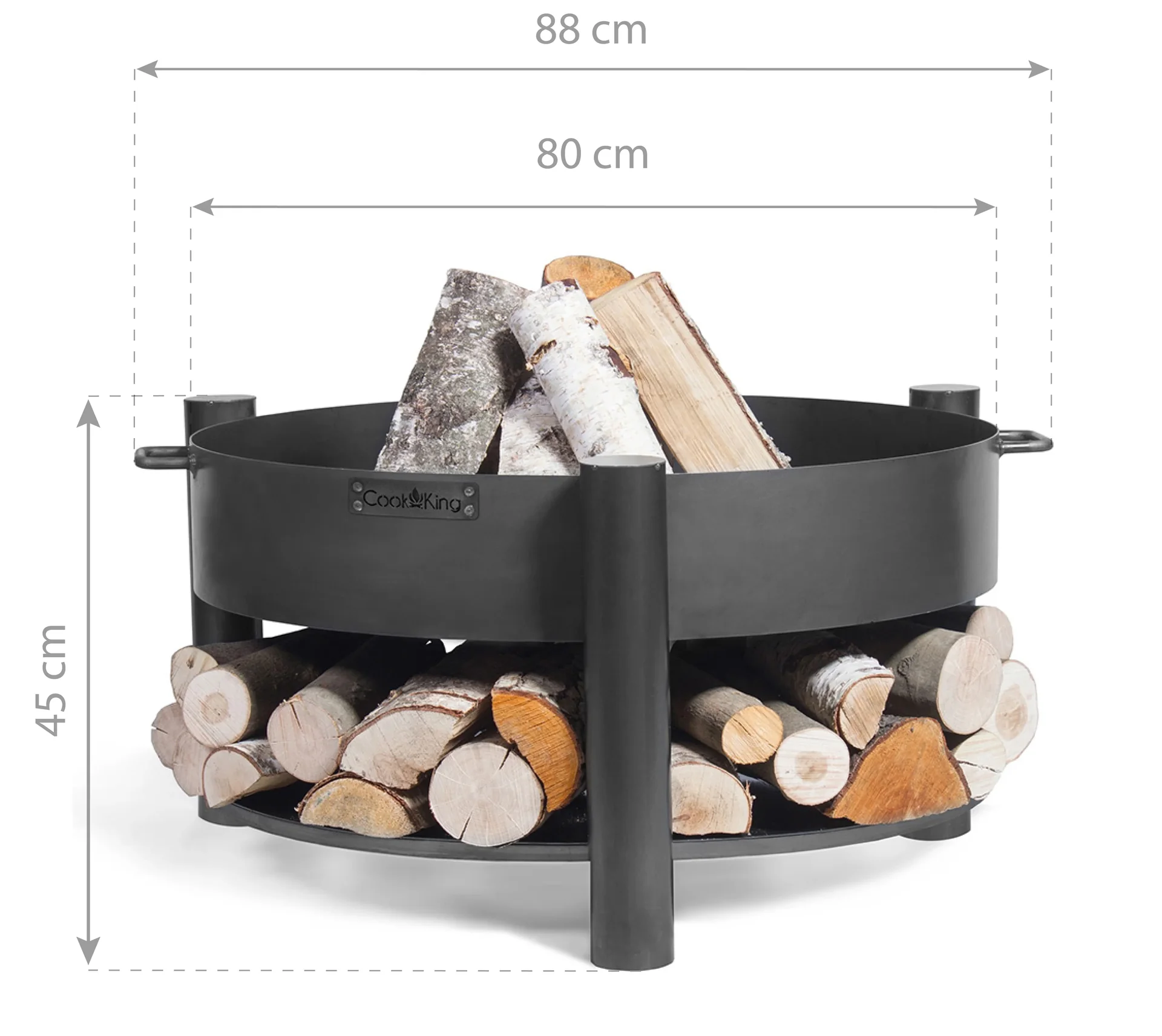 CookKing Feuerschale Montana 80, inklusive Holzlager