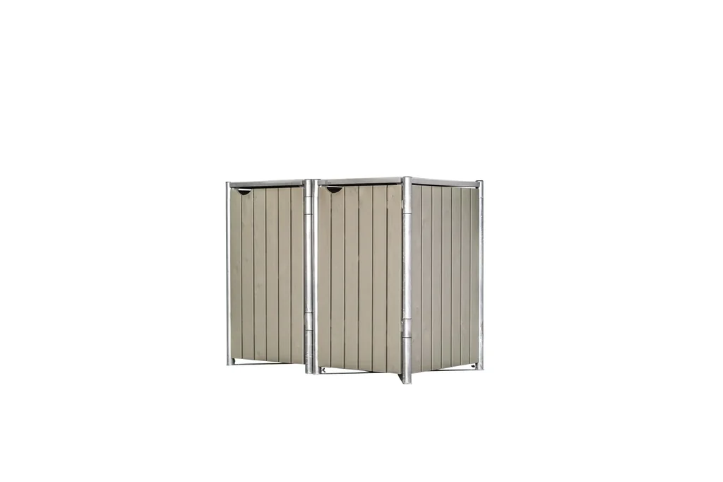 Mülltonnenbox 2-fach, Holz natur grau, für 240 l Tonnen