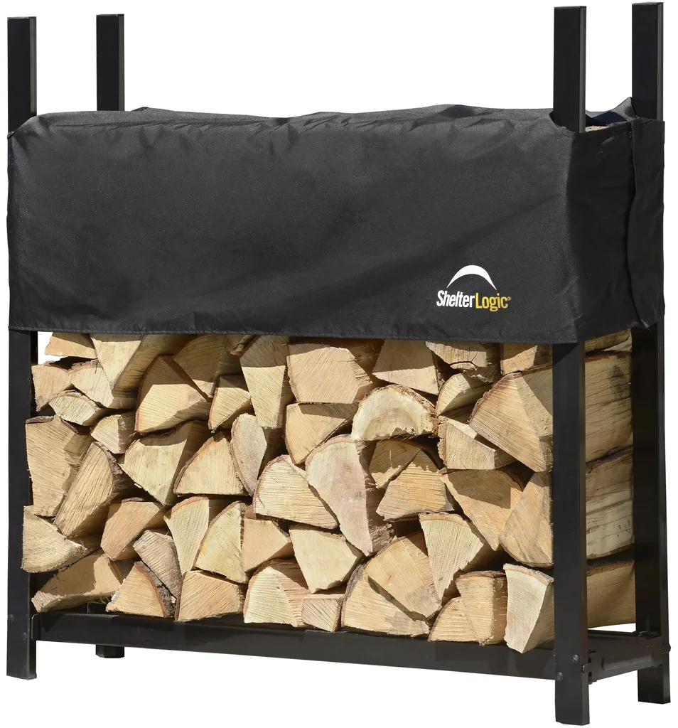 Kaminholzregal 120 cm mit Cover, Traglast 1.000 kg