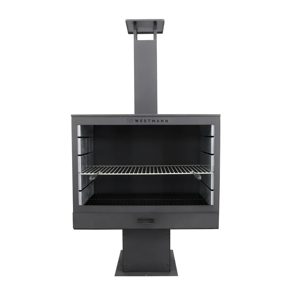 Grill und Kaminofen schwarz