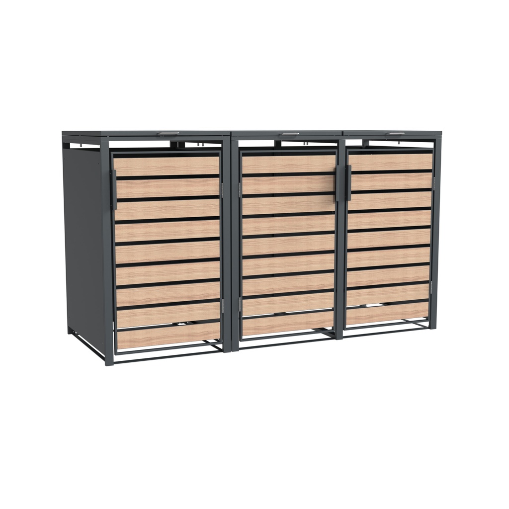Westmann Mülltonnenbox Lacina 3er holzoptik (3× 240 L)