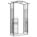 Pflanzbogen Torbogen mit zwei Türflügel Rankgitter Rankhilfe Garten Bogendach Metall Schwarz 131x 49 x 209 cm