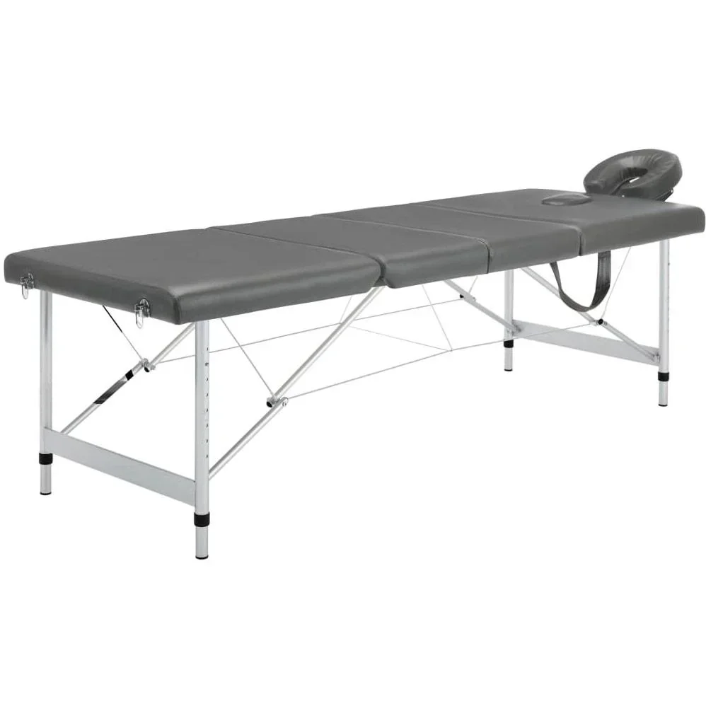 Massageliege mit 4 Zonen 186x68 cm Aluminiumrahmen anthrazit