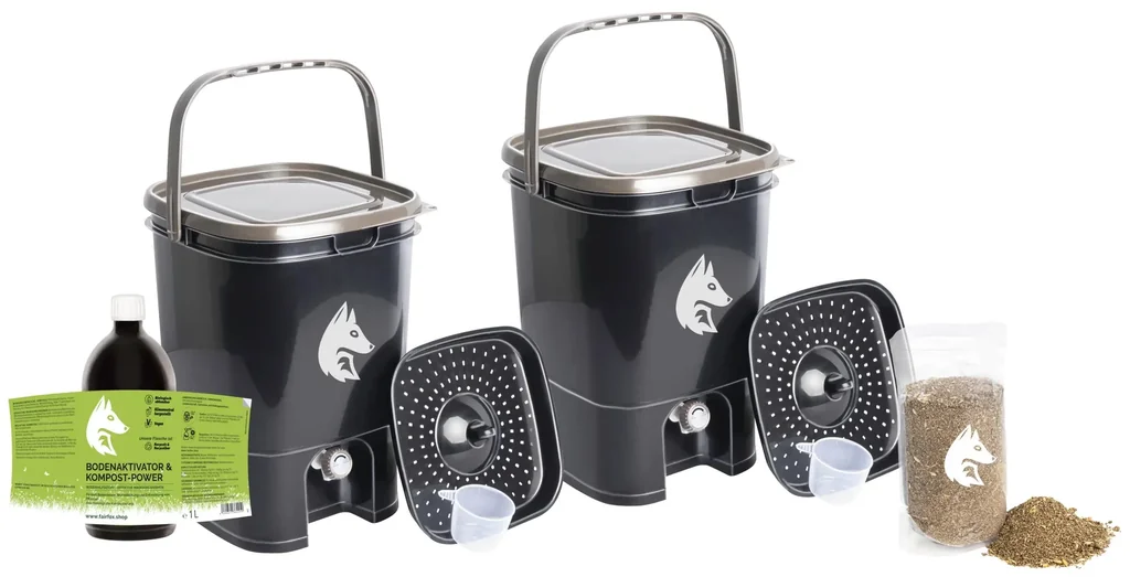 Bokashi Eimer Kompost Komplett-Set Profi , 2 x 19 Liter
