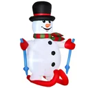 Aufblasbarer Skischneemann mit LED-Lichtern, Rasendekoration, Weihnachten, IP44, Weiß, 90 x 60 x 180