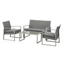 Polyrattan Sitzgarnitur 4 tlg. Sitzgruppe Gartenset Sofagarnitur Gartenmöbel Set Lounge Metall modern Grau
