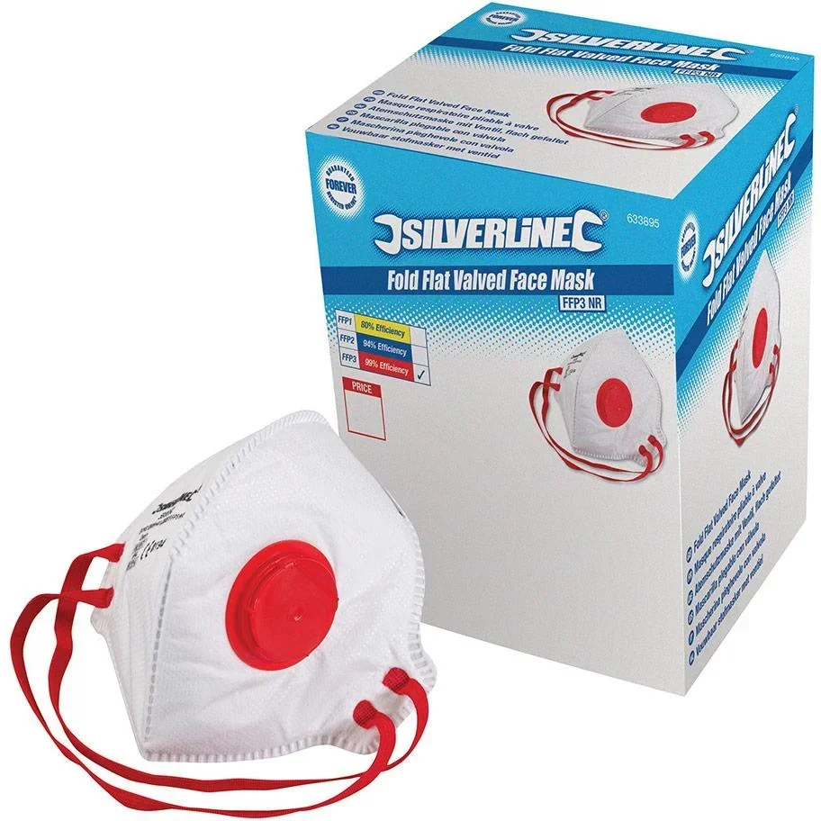 Flache faltbare FFP3-Staubmaske mit Ventil, Einweg-Displaybox, 25 Stk. FFP3