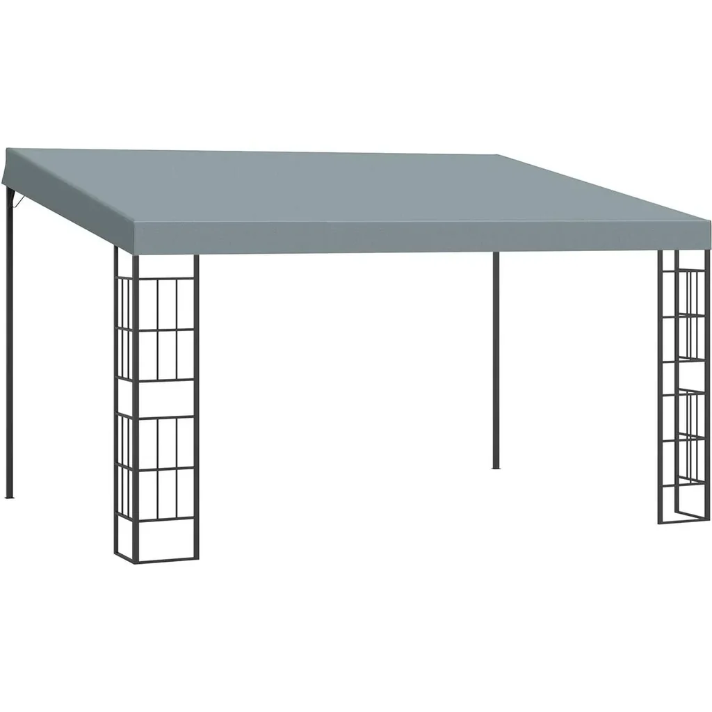 Pavillon 4 x 3 m Partyzelt Stahl Polyester Grau