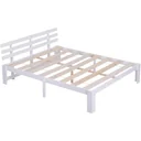 Bett Holzbett Bettgestell Doppelbett Kiefer massiv inkl. Lattenrost einfache Montage mit Stauraum Weiß 214 x 165 x 82 cm