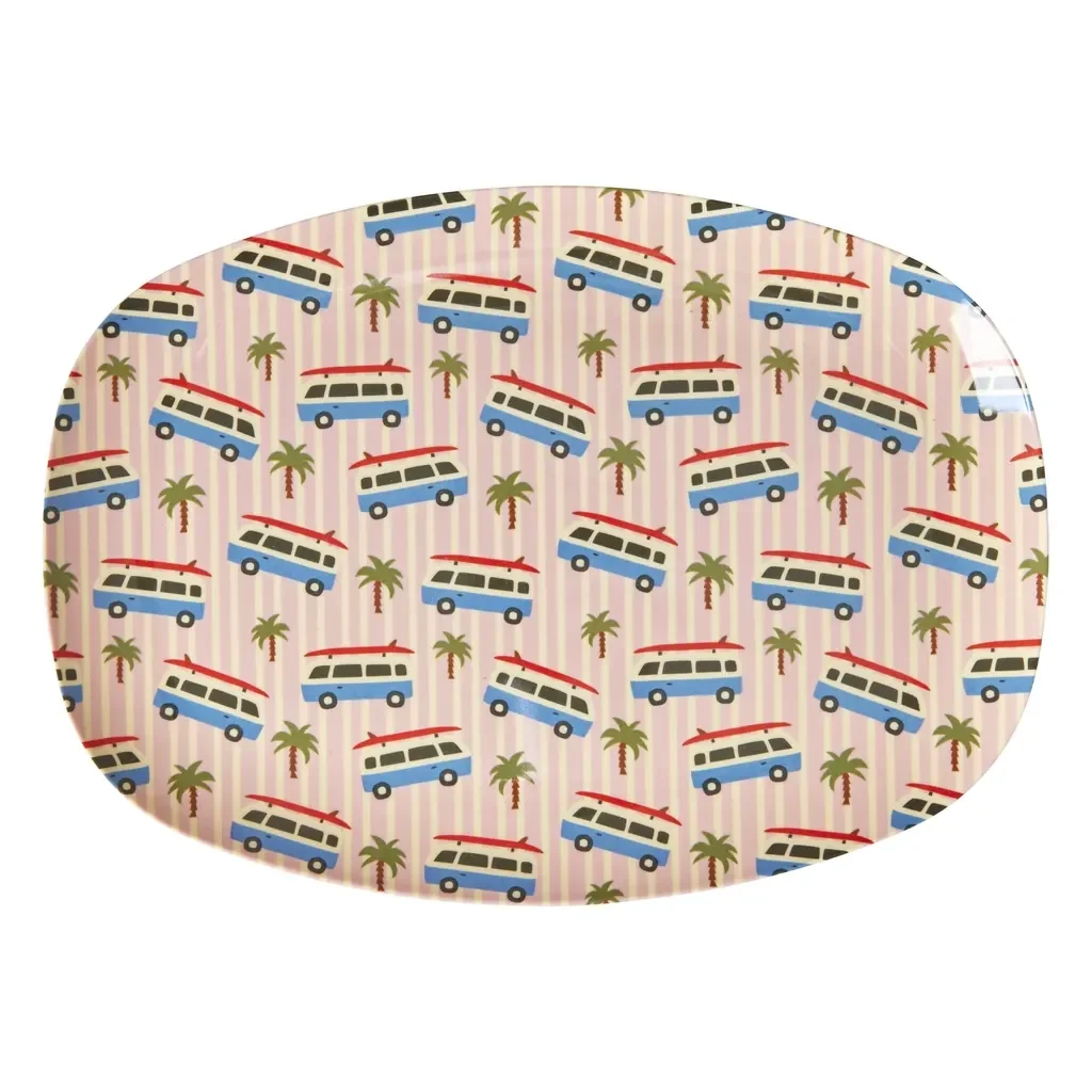 RICE Teller - Pink Cars Print, Melamin, rechteckig