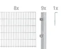 Doppelstabmattenzaun Komplettset, feuerverzinkt, Höhe 80 cm, Länge 16 m