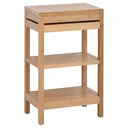 Badregal, Badzimmerregal mit Klappdeckel, Badezimmer Standregal mit 2 Ablagen, Bambus, Natur, 46 x 29,5 x 76,5 cm