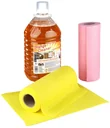 Set Orangenreiniger, Konzentrat, 5 Liter + Reinigungstuch, Viskose, 20 Stück auf Rolle, farblich sortiert