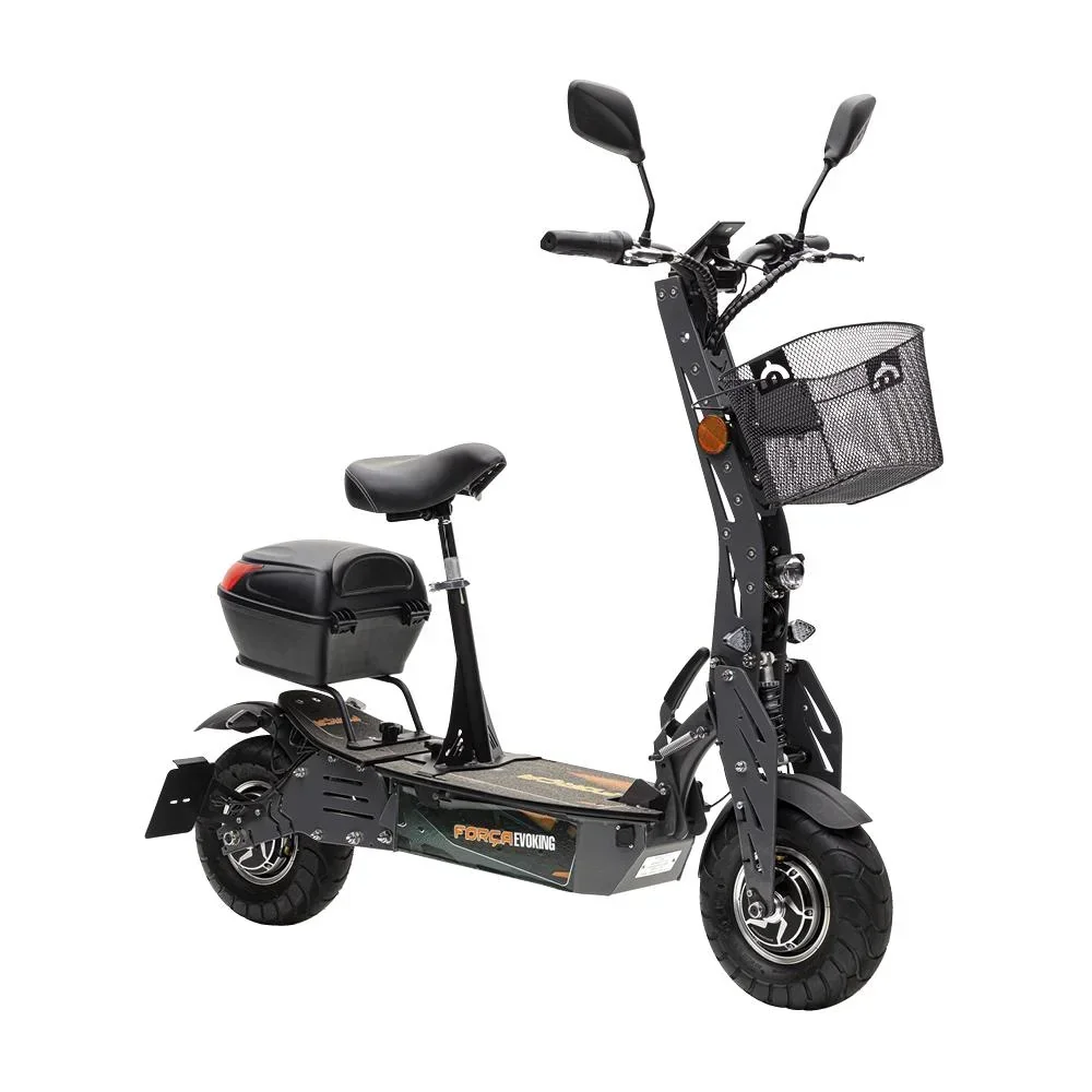 E-Roller "Evoking" Safety 20 km/h inklusive Blinkanlage und Gepäck-Case schwarz