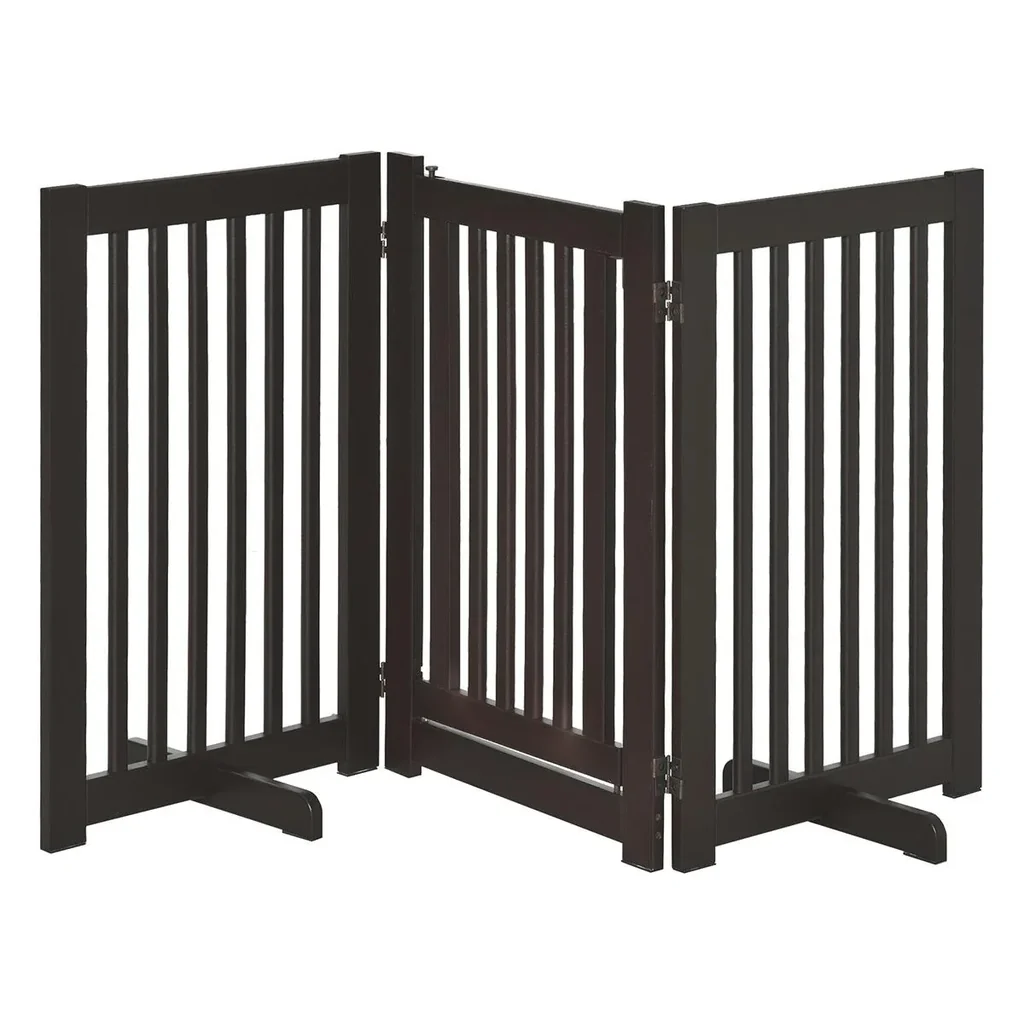 Absperrgitter für Hunde Schutzgitter Hundegitter Türschutzgitter Dunkelbraun 155 x 1,5 x 76 cm