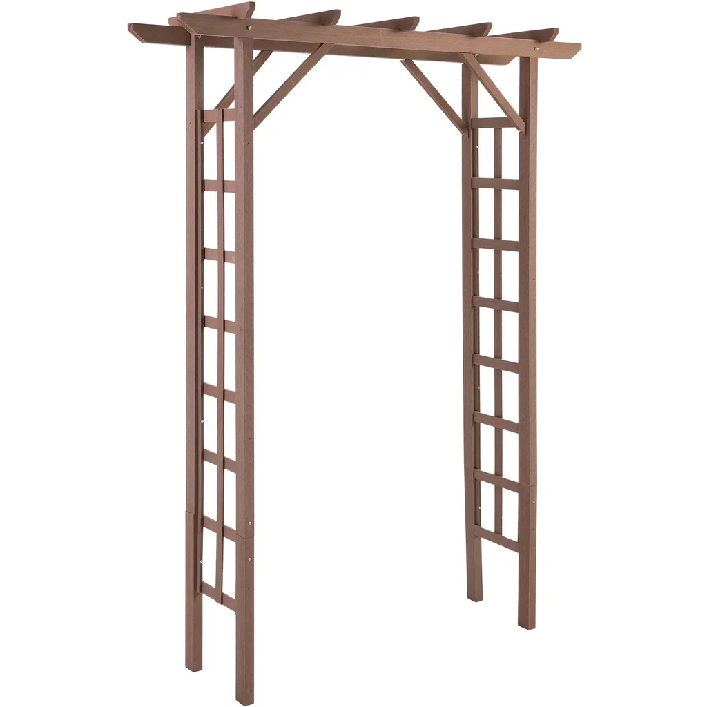 Torbogen Rankgitter Pflanzbogen Rankhilfe Rosenbogen Garten Laubendach Kunstholz WPC Braun 150 x 50 x 200 cm