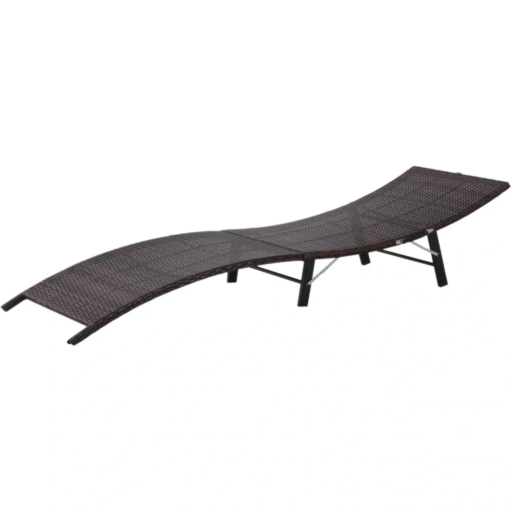 Gartenliege Sonnenliege mit Kissen Relaxliege ergonomisch wetterbeständig Polyrattan Braun 196 x 61 x 53 cm