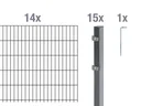 Doppelstabmattenzaun Komplettset, anthrazit, Höhe 80 cm, Länge 28 m