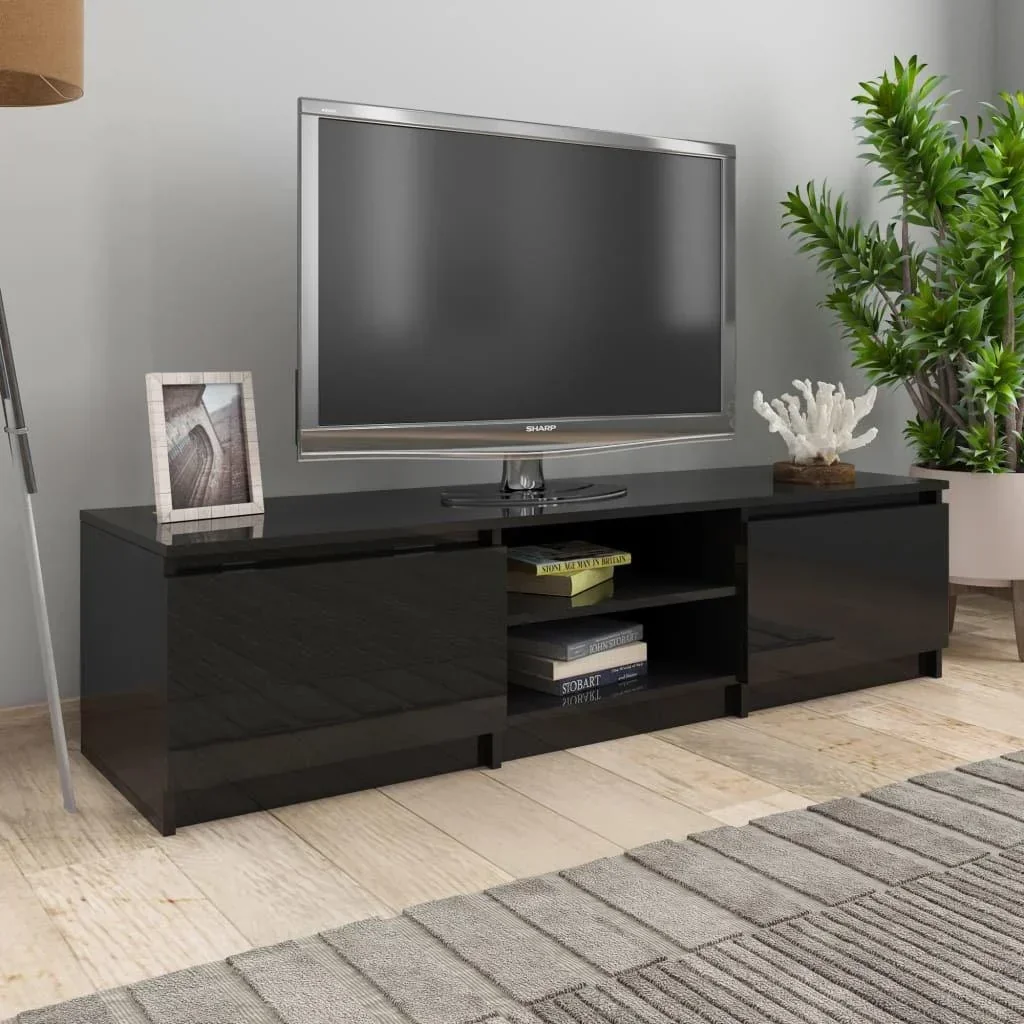 TV-Schrank 140x40x35,5 cm Spanplatte Hochglanz schwarz