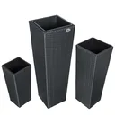 Blumentöpfe Polyrotan 3er-Set schwarz
