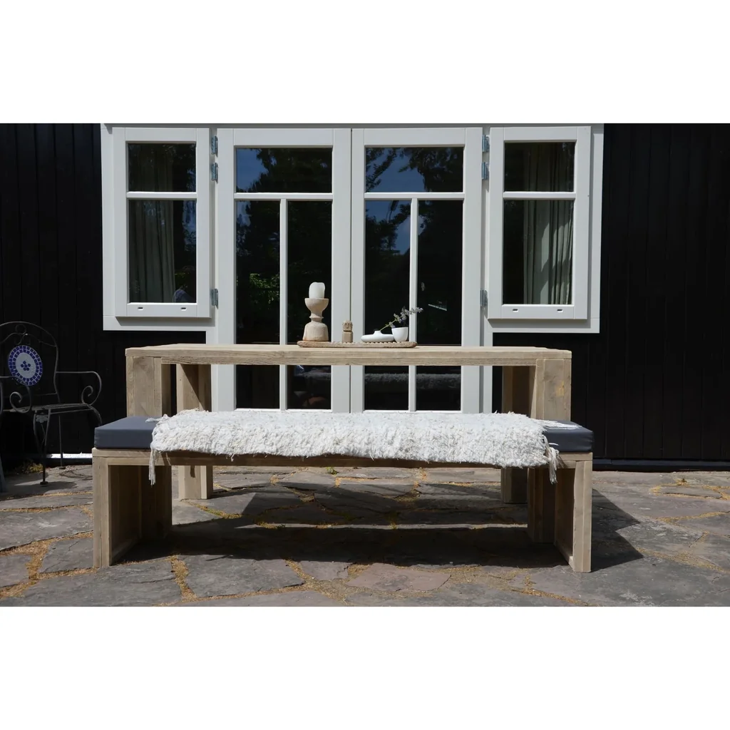 Gartenbankgerüst Holz 180 cm inkl. Wasser- und schmutzabweisendem Kissen Anthrazit