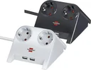 Power USB 2-fach Tischsteckdose mit 2 USB Ladebuchsen in schwarz