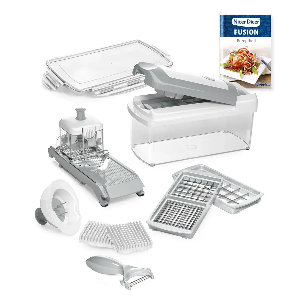 Nicer Dicer Fusion, Set, Weiß/ Grau, 14-teilig