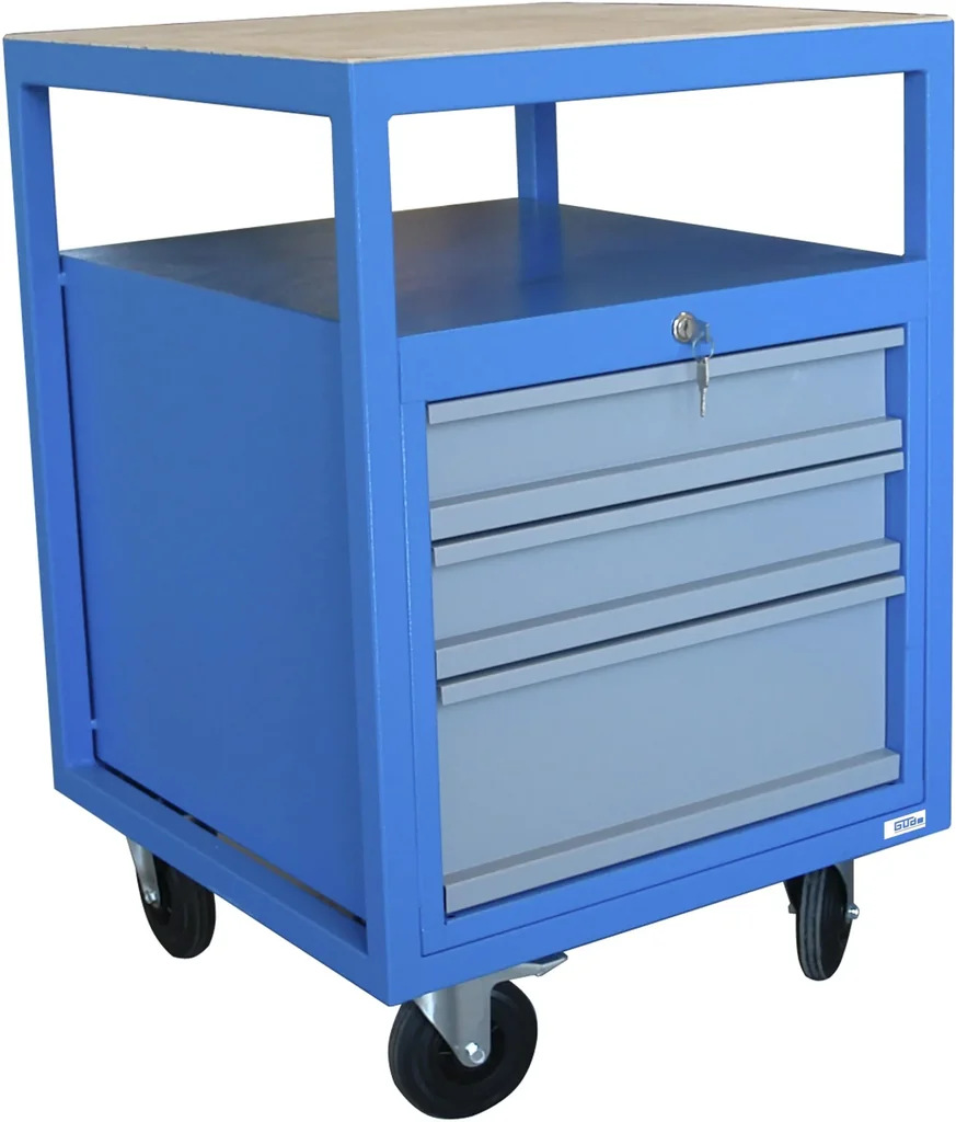 Roll-Werkbank P 600 S mit 3 Schubladen, abschließbar und Rollfunktion