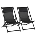 Klappstuhl 2er-Set Klappbarer Gartenstuhl 5-fach verstellbare Rückenlehne Balkonstuhl Campingstuhl Alu Schwarz